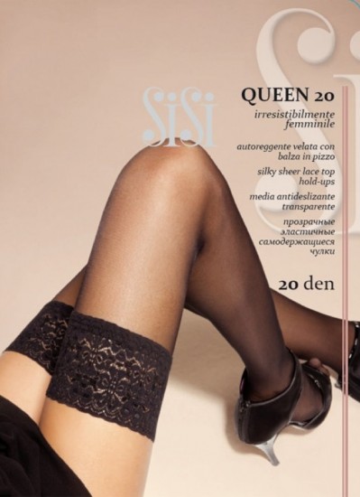 Прозрачные эластичные чулки "Queen 20" (miele, 20 DEN)