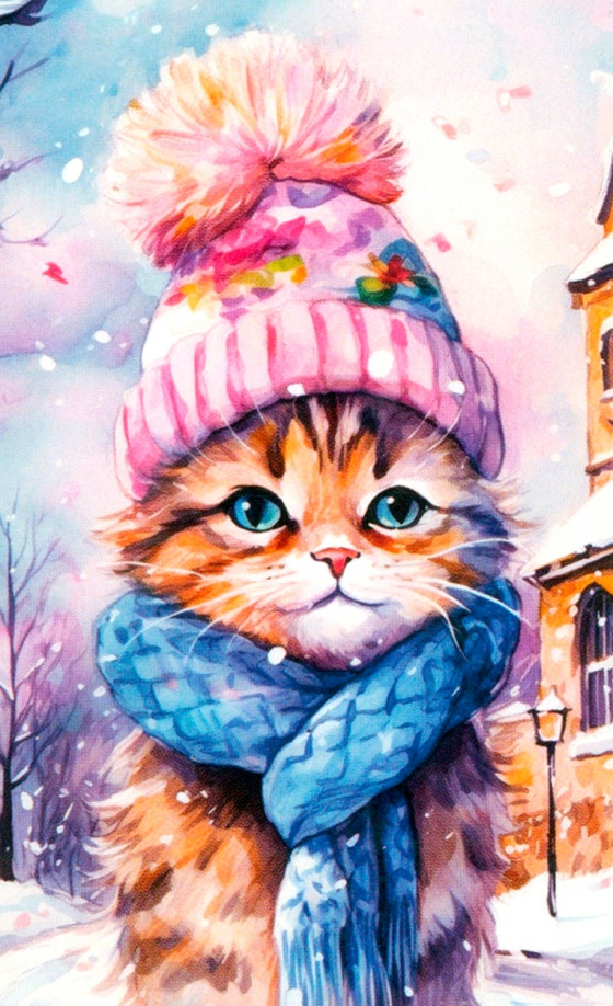 Мозаика алмазная «Шарф и шапка» | Алмазное панно на подвесе | Origami