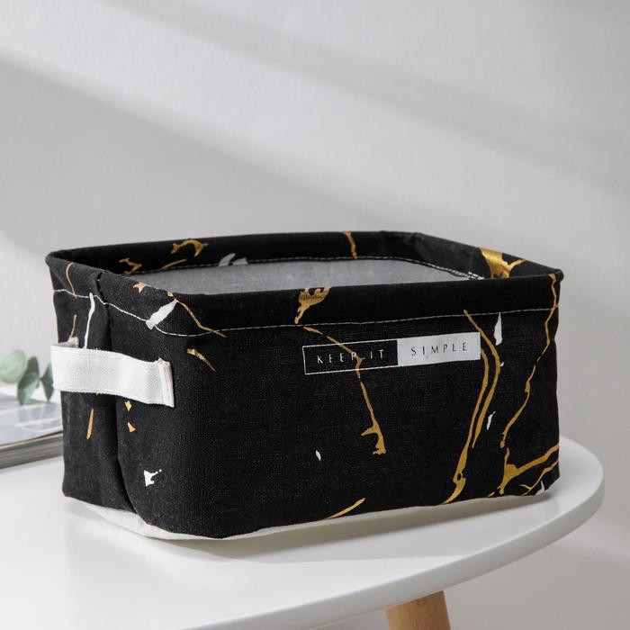Корзина для хранения с ручками «Мрамор» | Черный мрамор | Доляна