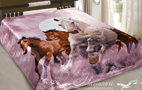 Стеганое покрывало из искусственного шелка «Мустанг» 3D (евро макси, размер 230х250) | Марианна | Marianna