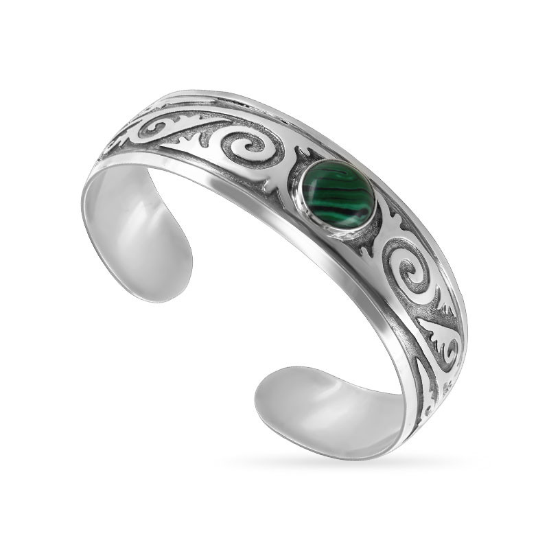 Браслет из серебра с малахитом | Алтын