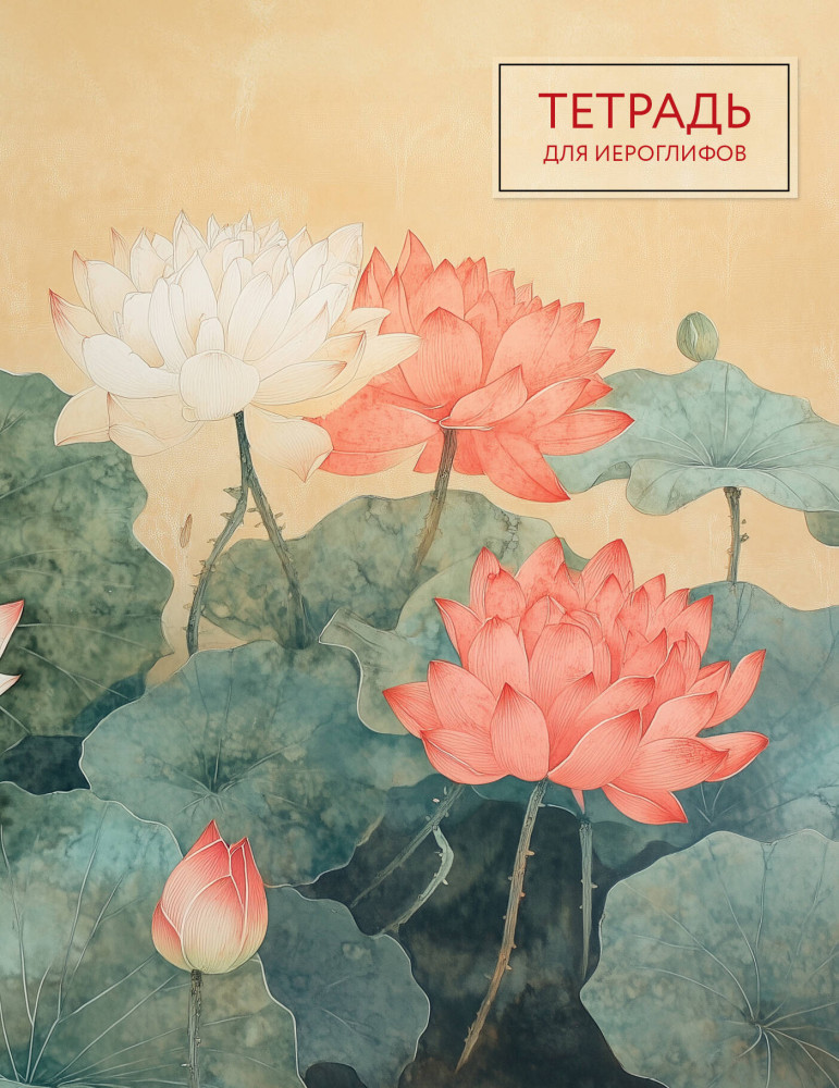 Тетрадь для иероглифов «Лотосы» | Учить легко! Тетради и блокноты для изучения иностранных языков