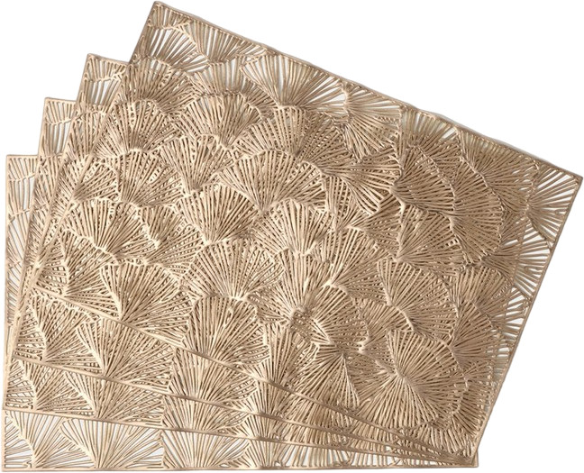 Набор салфеток сервировочных «Веер» | Золотые листья | Доляна