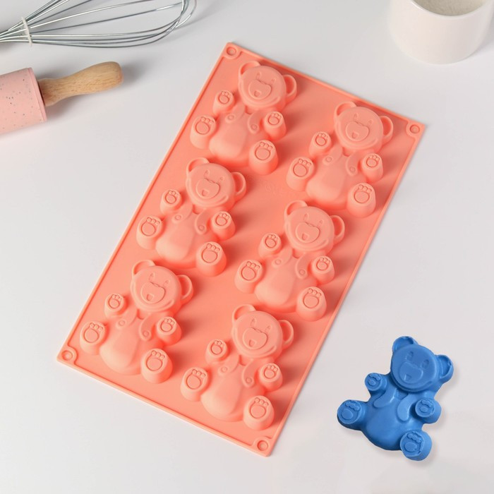 Форма для выпечки «Животные. Мишка» | Силиконовые формы для выпечки «Ячейка. Мишки» | Доляна