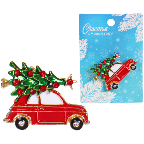 Брошь новогодняя «Красный жигули»