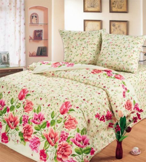 Комплект постельного белья «Тюльпаны» (арт. 11234, 2-спальный люкс, БИОкомфорт, 2 наволочки 70х70, простыня на резинке)