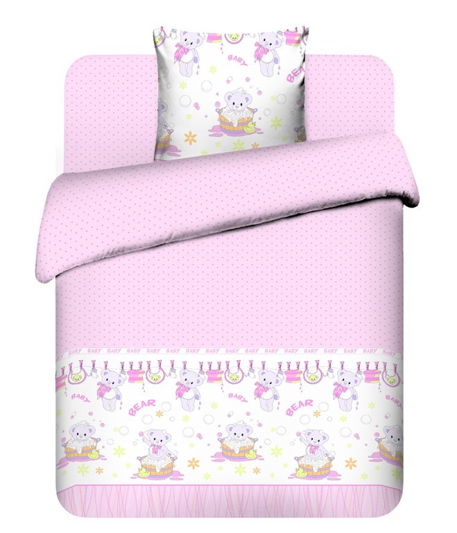 Детский комплект постельного белья «Плюшевые мишки» (арт. 3975/2, бязь, 1 наволочка 40х60, для детской кроватки), розовый | Василек Junior | ТДЛ Текстиль