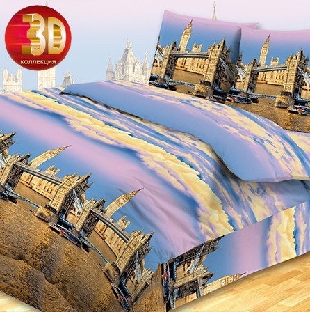 Комплект постельного белья «Небо Лондона» с 3D эффектом (арт. 4128, евро, бязь, 2 наволочки 70х70) | Павлина 3D | Протекс