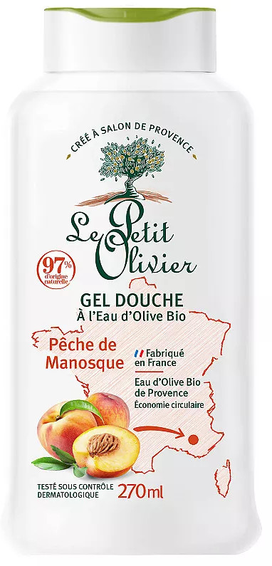 Гель для душа увлажняющий с оливковой водой Peche de Manosque «Персик из Маноска» | Le Petit Olivier