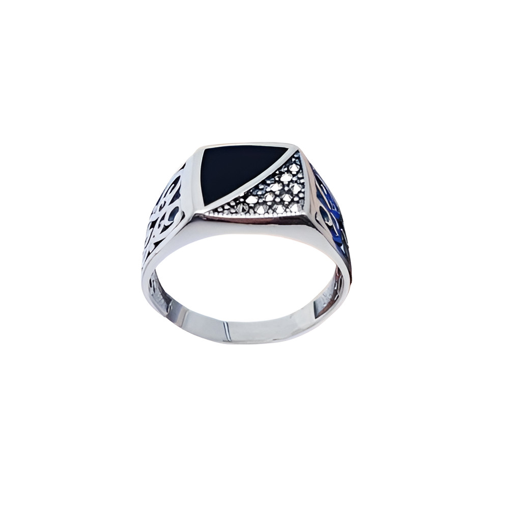 Кольцо-печатка из серебра с кристаллами | Tuimedaq