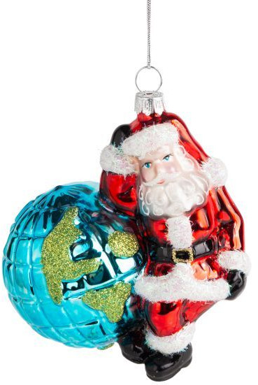 Украшение новогоднее подвесное «Санта» | Формованная стеклянная игрушка | Magic Time