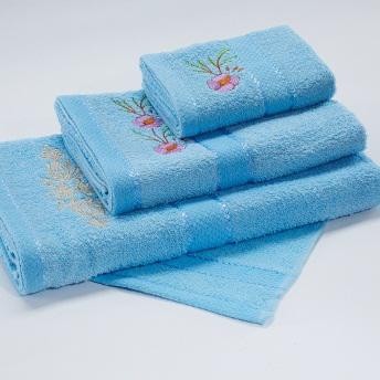 Полотенце махровое "Комфорт" (хлопок, размер 50х90, цвет голубой)