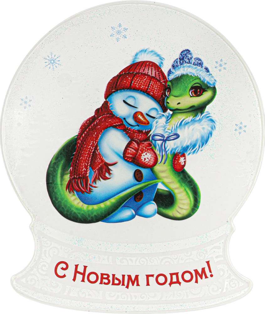 Наклейка для окон декоративная «Змейка и снеговик» | Миленд