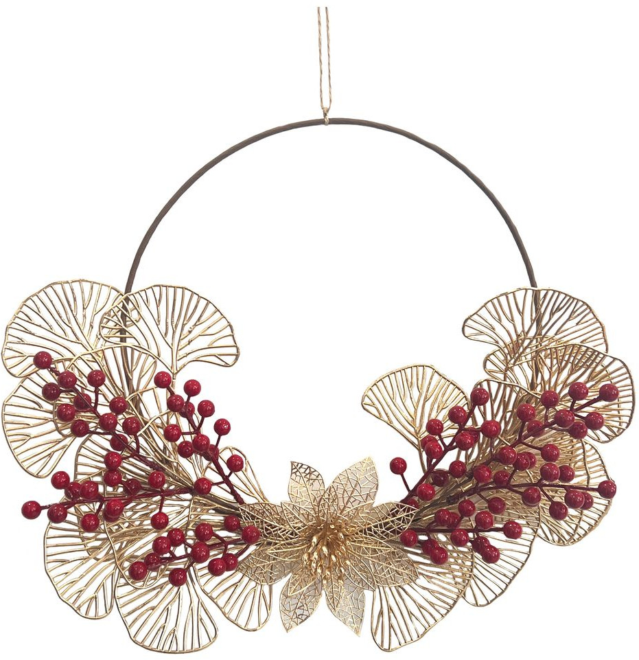 Венок новогодний «Цветок и ягоды на обруче» | Феникс Презент