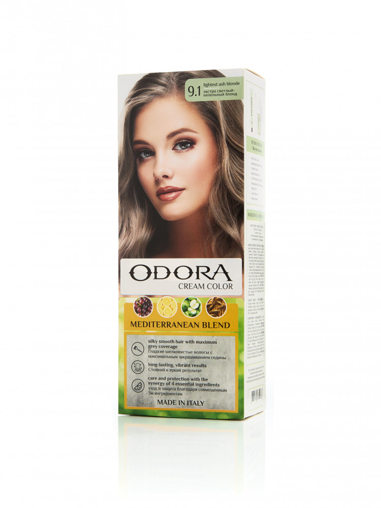 Крем-краска для волос 9.1 Экстра светлый-пепельный блонд | Odora
