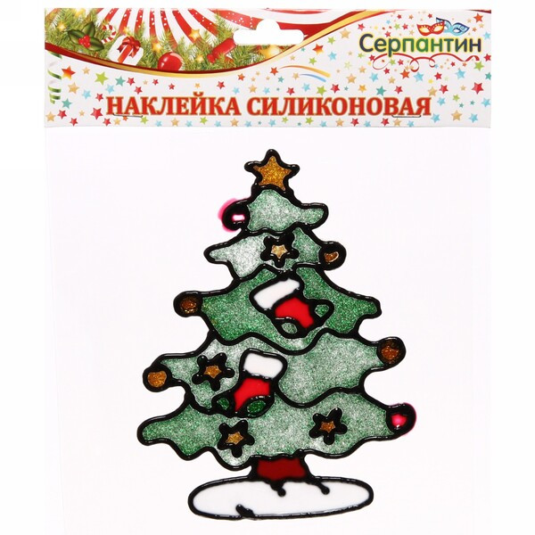 Наклейка на стекло «Нарядная елочка» | Серпантин