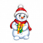 Плакат вырубной новогодний «Снеговик с подарком»