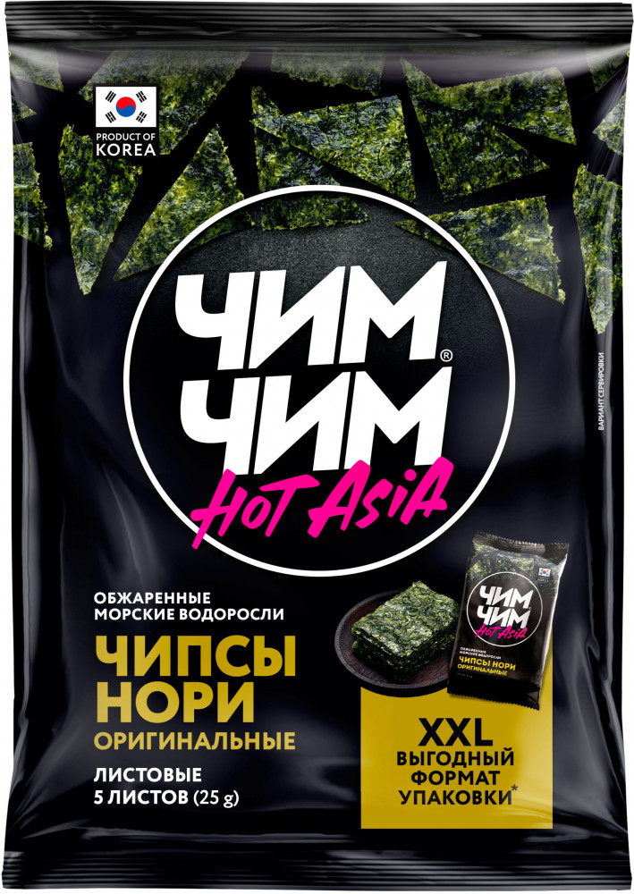 Чипсы нори из обжаренных морских водорослей листовые «Оригинальные» | Hot Asia | Чим-Чим