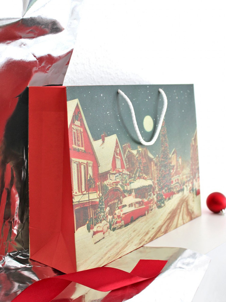 Пакет подарочный новогодний с ручками | Симфония