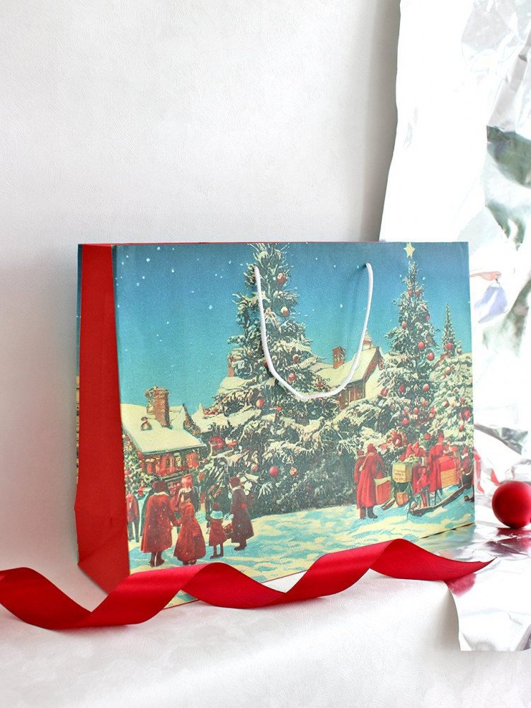 Пакет подарочный новогодний с ручками | Симфония