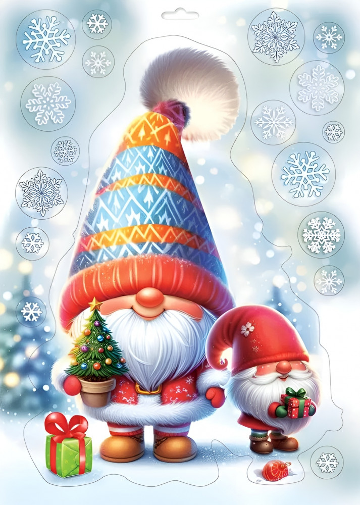 Набор наклеек для окон «Новогодние гномы» | Праздник