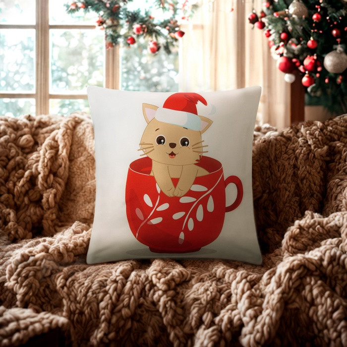 Чехол на подушку «Новогодняя чашка» | Этель