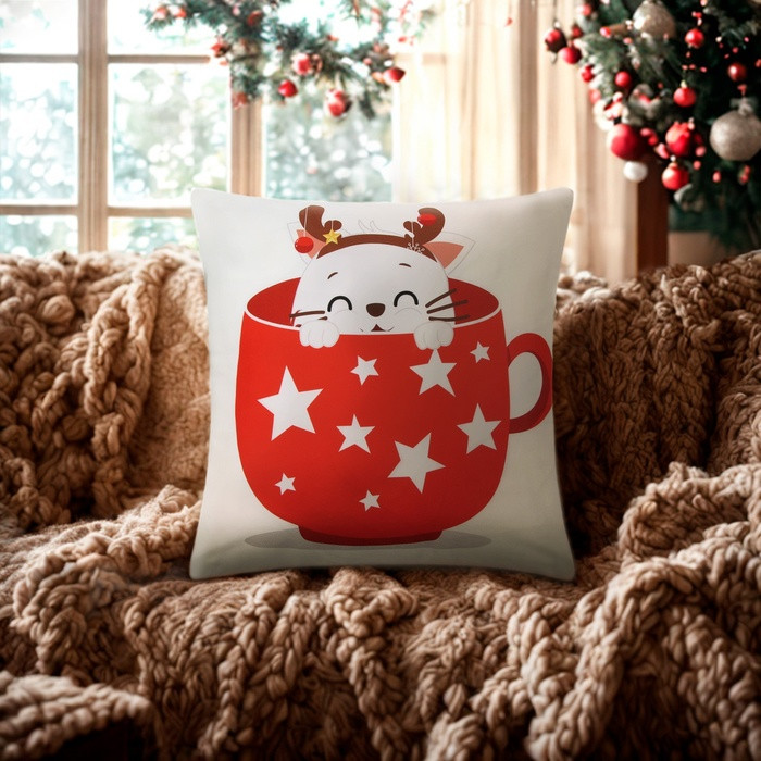 Чехол на подушку «Новогодняя чашка» | Этель