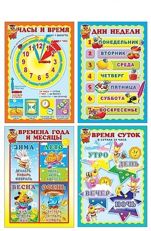 Комплект познавательных мини-плакатов "Математика. Ориентировка во времени"