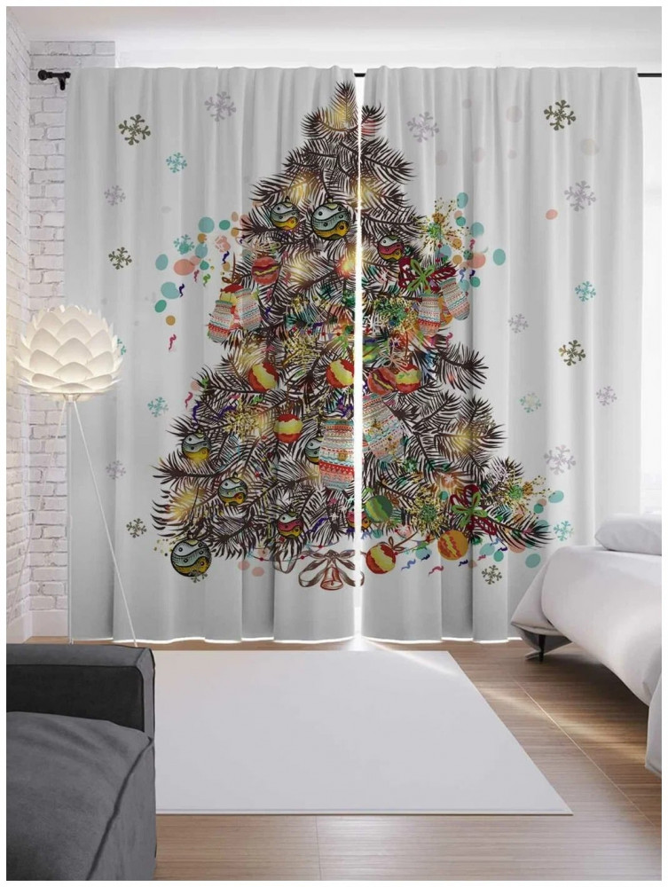 Комплект штор с фотопечатью «Место для подарков» | Место для подарков | JoyArty