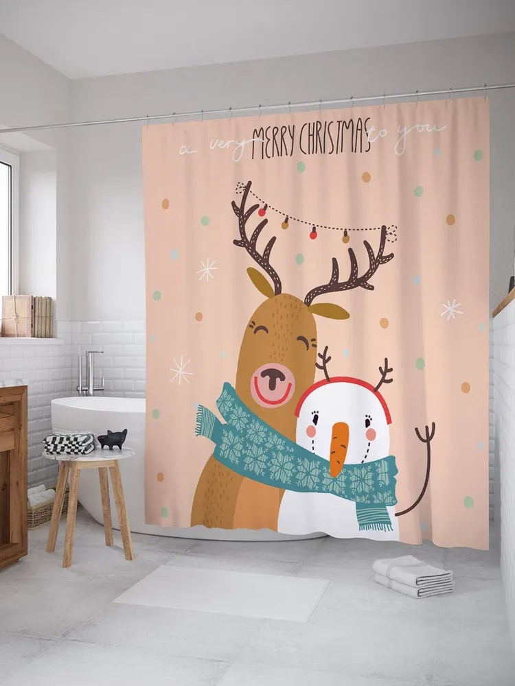 Штора для ванной «Шарф на двоих» | Шарф на двоих | JoyArty