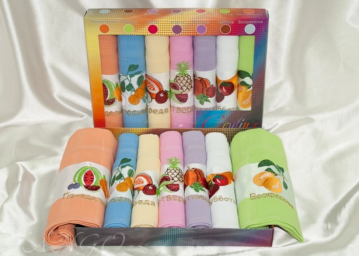 Набор полотенец вафельных «Ceylin's» Неделька (арт. plt049-16, 50х70 - 7 шт.)