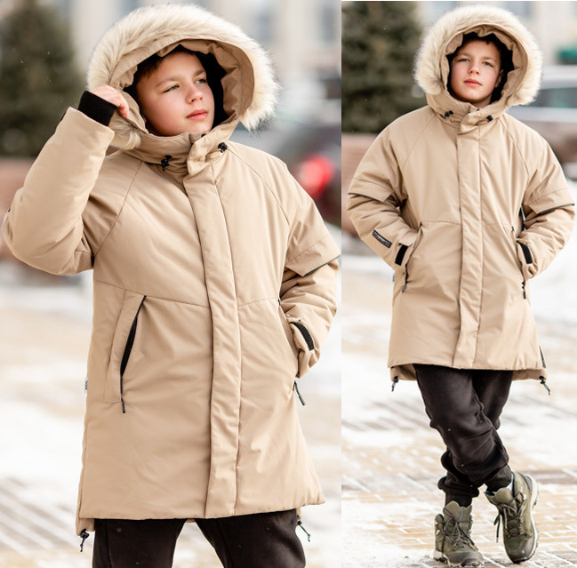 Парка для мальчиков НЕО песочно-коричневый | Batik