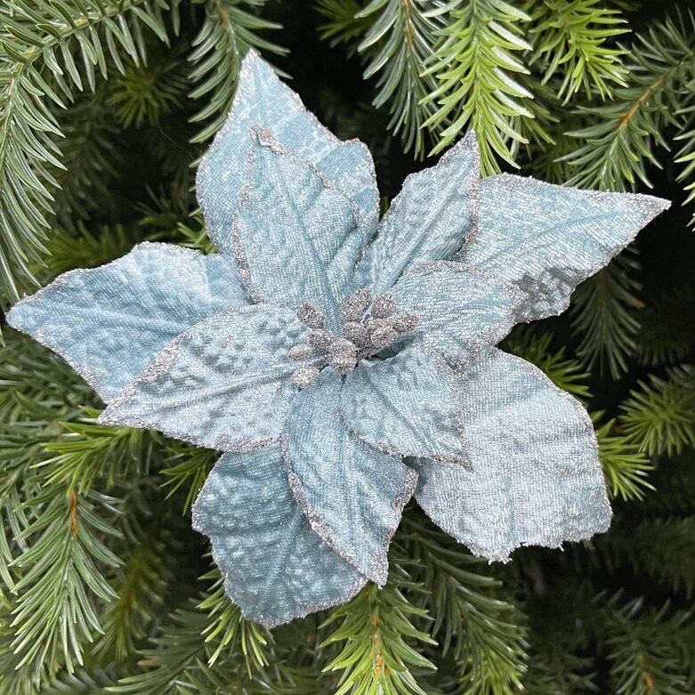 Украшение новогоднее на клипсе «Цветок пуансеттия» | Christmas DeLuxe