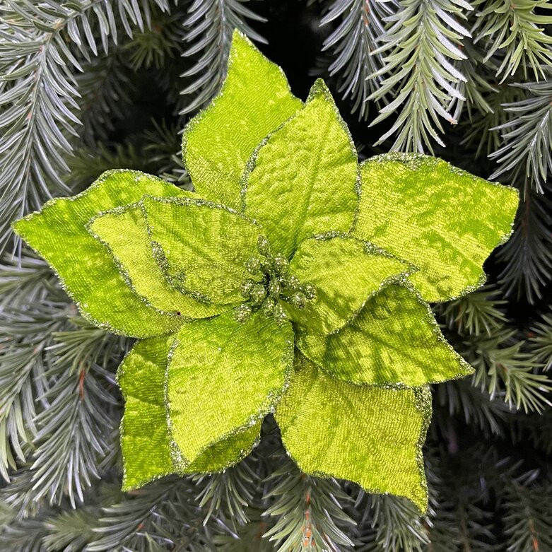 Украшение новогоднее на клипсе «Цветок пуансеттия» | Christmas DeLuxe