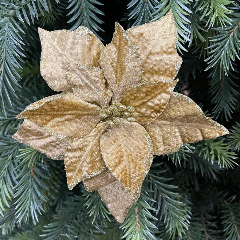 Украшение новогоднее на клипсе «Цветок пуансеттия» | Christmas DeLuxe