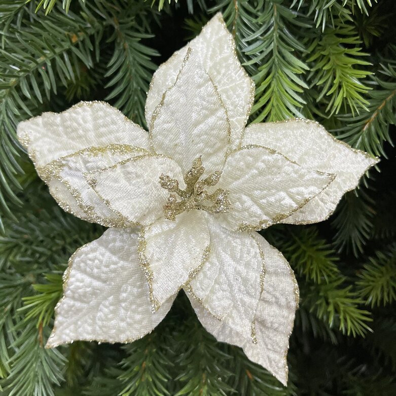 Украшение новогоднее на клипсе «Цветок пуансеттия» | Christmas DeLuxe