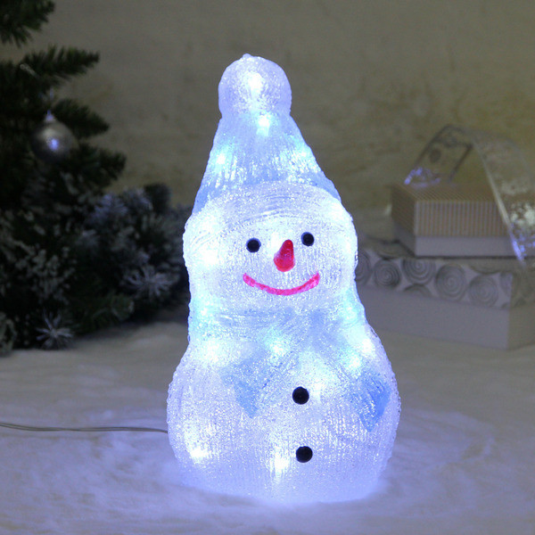 Фигура светодиодная «Снеговичок в голубом колпачке» | Серпантин