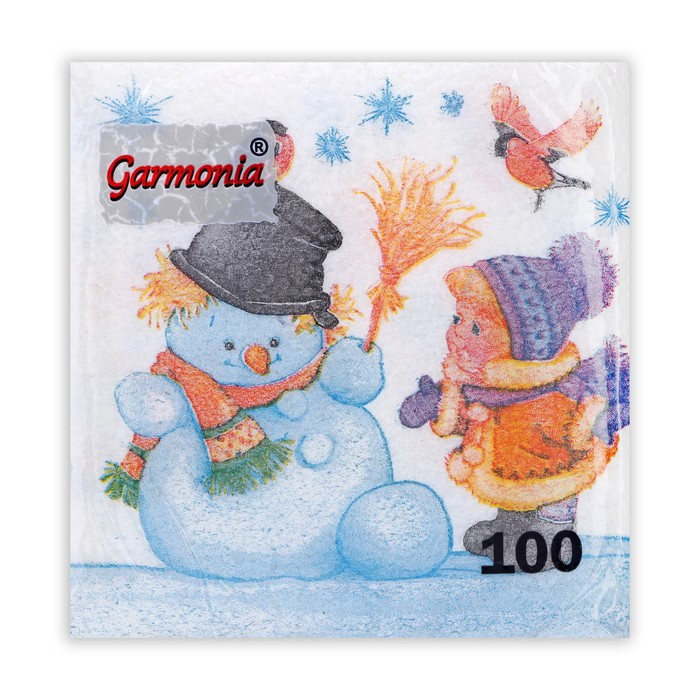 Набор салфеток бумажных «Снеговик и дети» | Гармония цвета