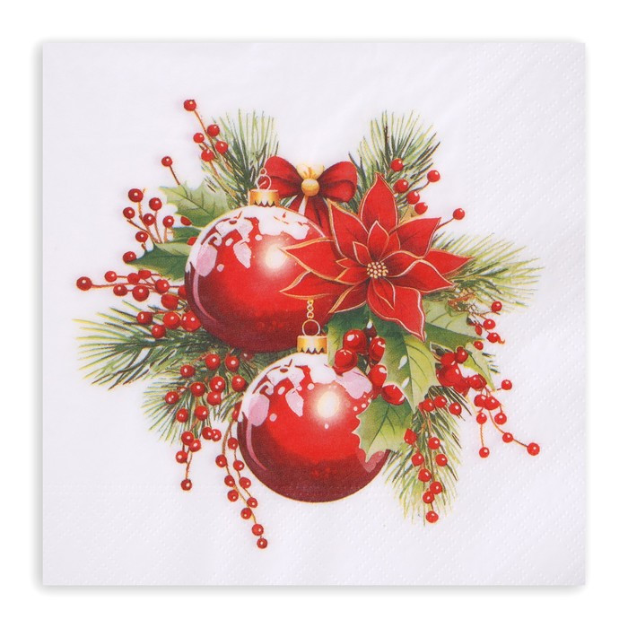 Набор салфеток бумажных «Новогодняя композиция» | Лилия