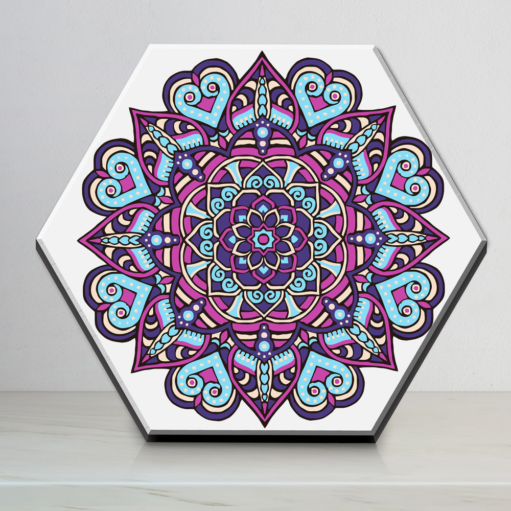 Картина по номерам со светящейся краской «Гексагон Мандала на любовь» | Флюид