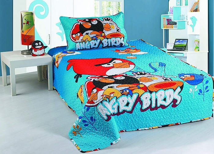 Детское стеганое покрывало «Tango» (арт. pkd052, 1,5 спальное, сатин, размер 155х200, 1 наволочка 50х70) | ТекстильГрупп