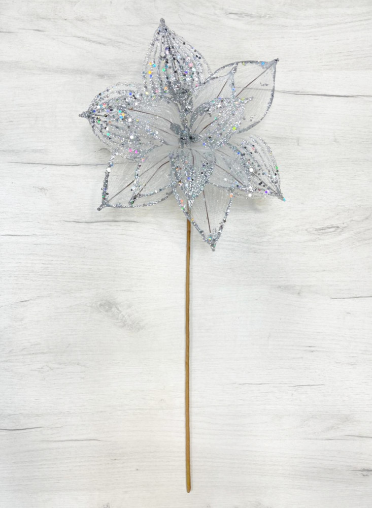 Изделие декоративное «Веточка с пуансеттией» | Christmas DeLuxe