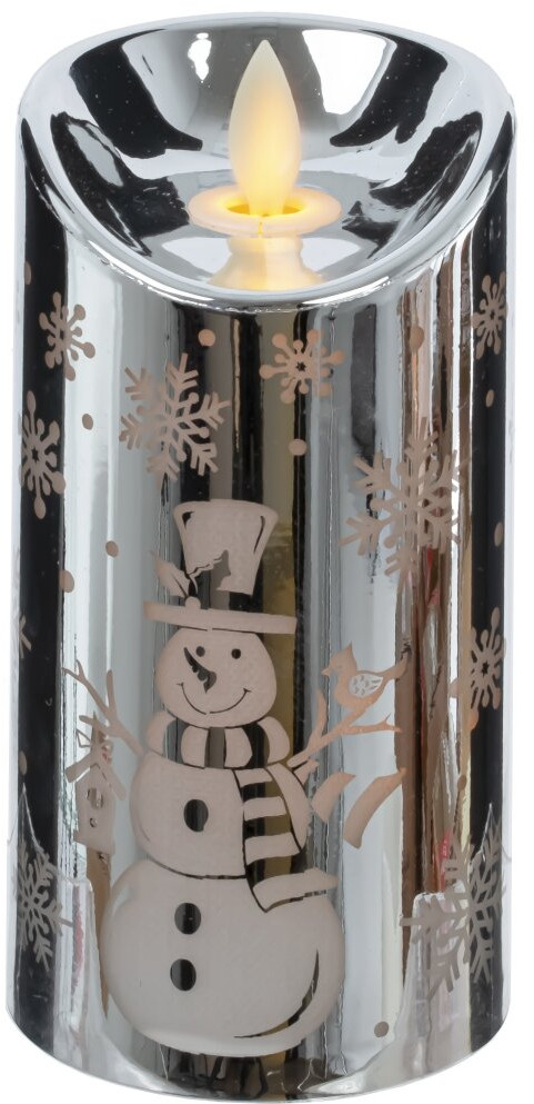 Свеча декоративная с подсветкой «Серебряный снеговик» | Новогодний декор «Сказочная пора» | Remeco club