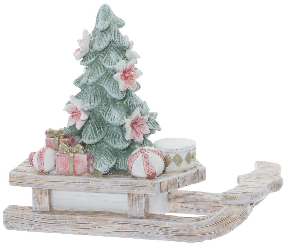 Фигурка декоративная «Елочка на санках» | Новогодний декор «Нежная мята» | Remeco club