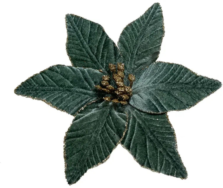 Цветок декоративный на клипсе «Пуансеттия» | Christmas DeLuxe