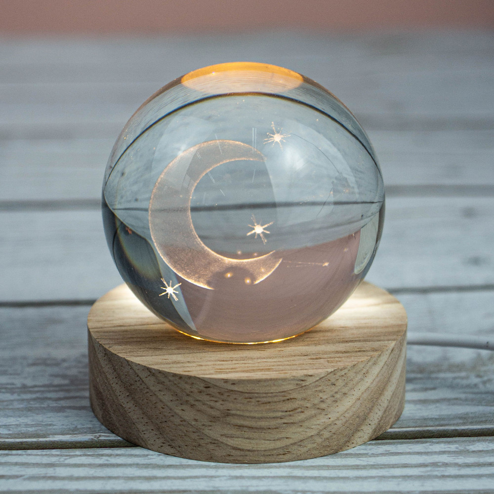Стеклянный шар-ночник «Полумесяц» | Bless company