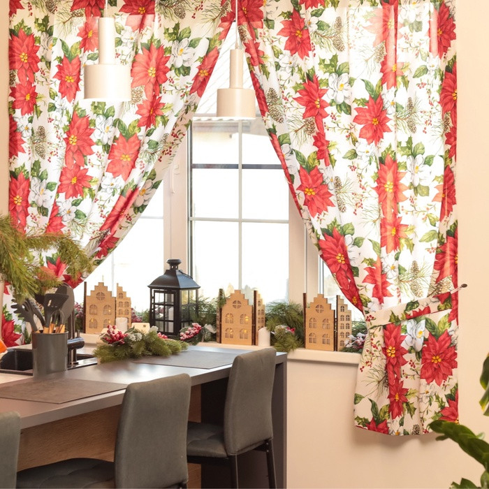 Комплект штор «Рождественские цветы» | Доляна