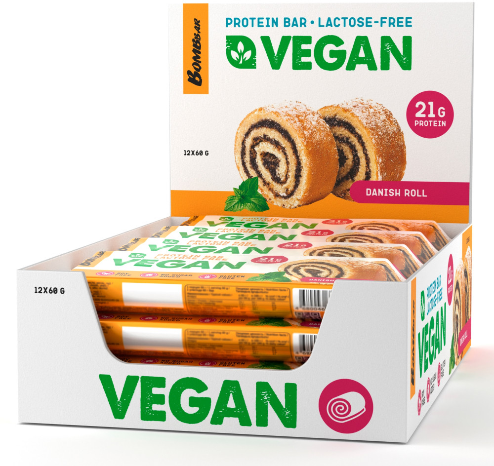 Набор батончиков протеиновых веганских «Банановый торт с клубникой» | Vegan | Bombbar