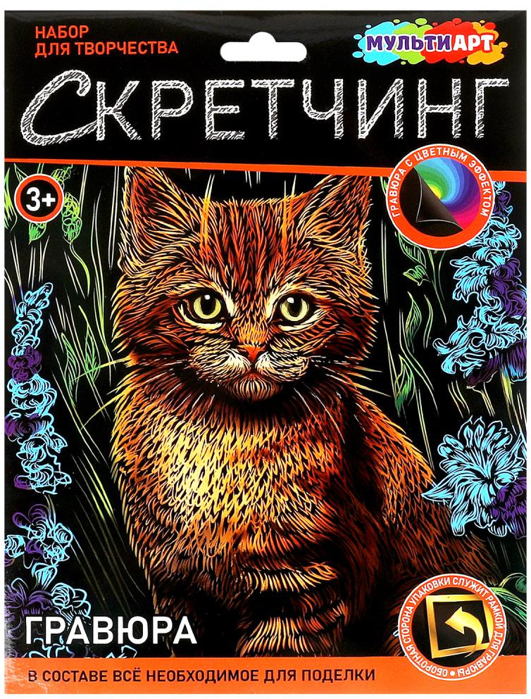 Набор для скретчинга «Котик в цветах» | Multi Art