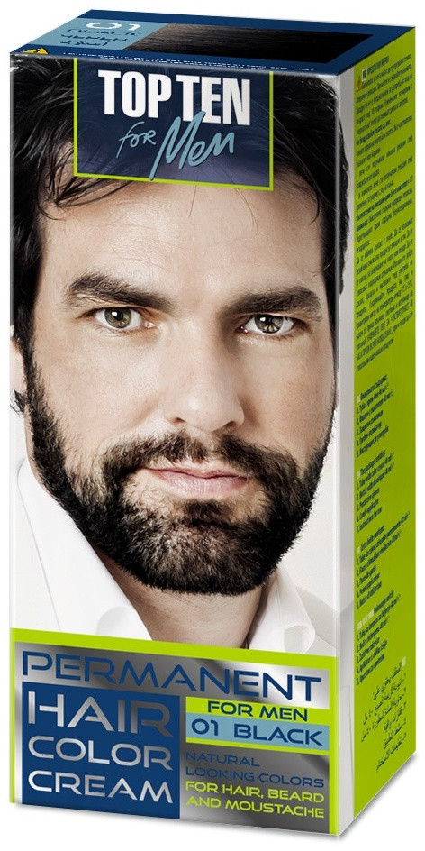 Крем-краска для волос, бороды и усов, 01 Black | Top Ten for men